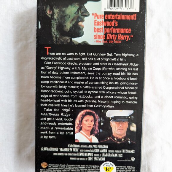 3/$15 Heartbreak Ridge (1986) VHS movie with Clint Eastwood Warner Bros hits - Picture 4 of 5